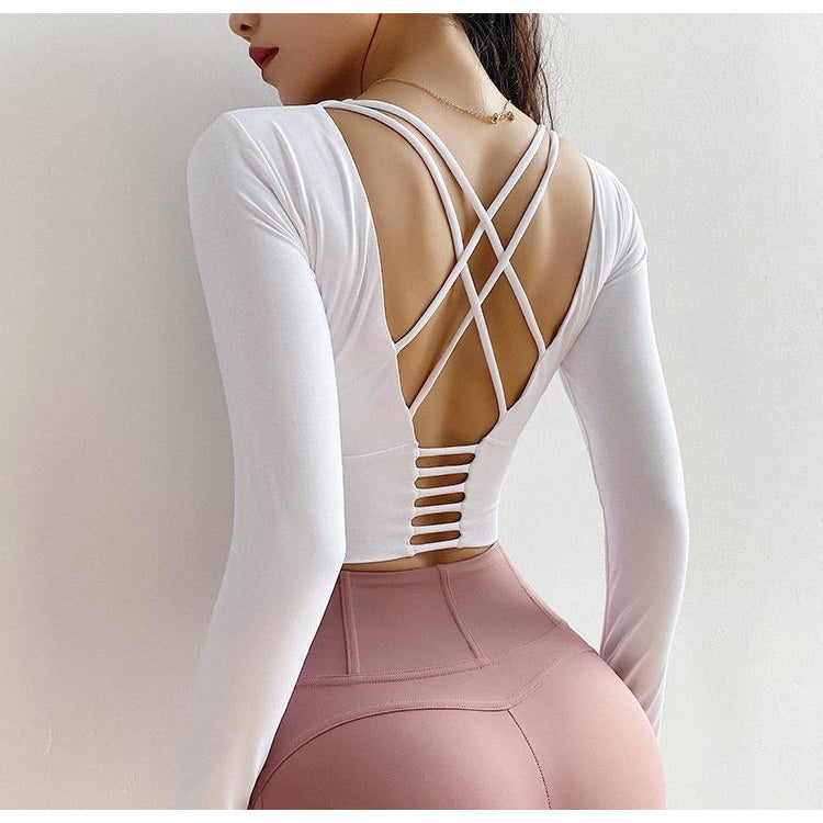 Elegant Patted Longsleeve with Criss Cross Back Thriving sportswear