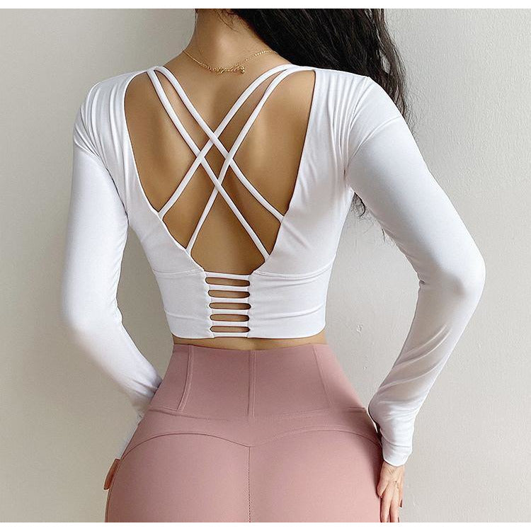Elegant Patted Longsleeve with Criss Cross Back Thriving sportswear