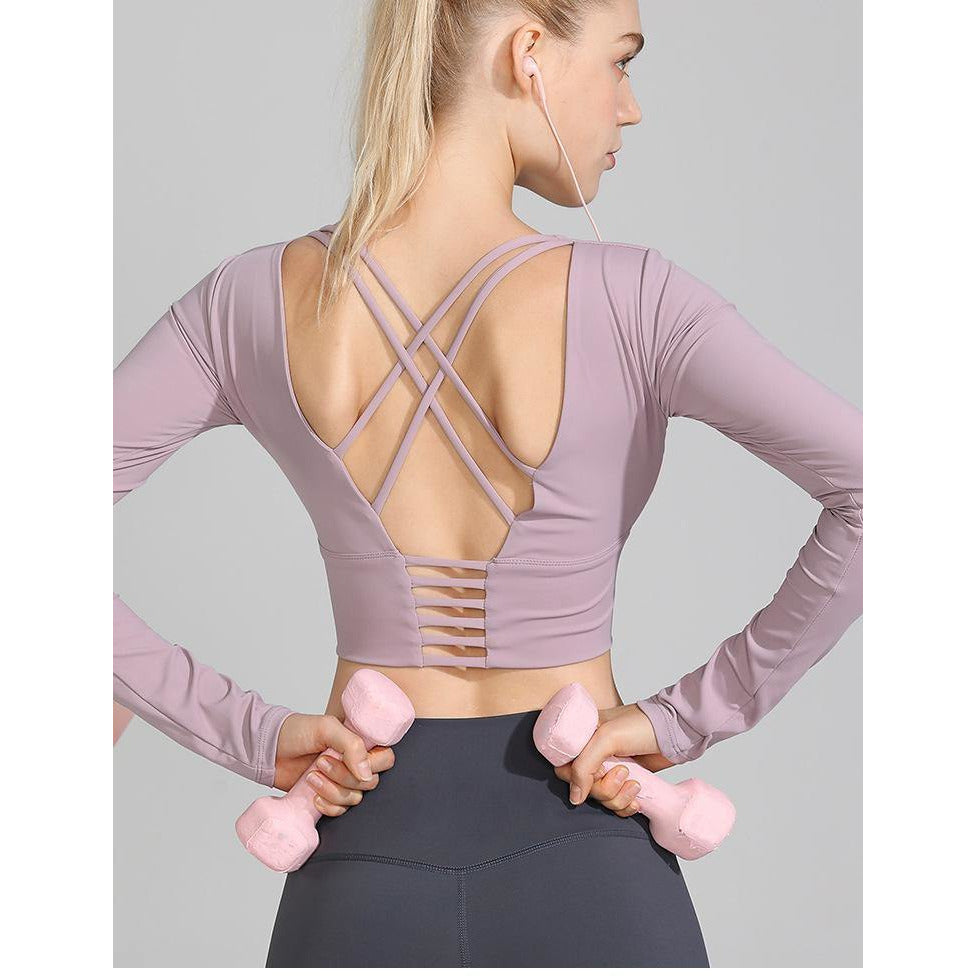 Elegant Patted Longsleeve with Criss Cross Back Thriving sportswear