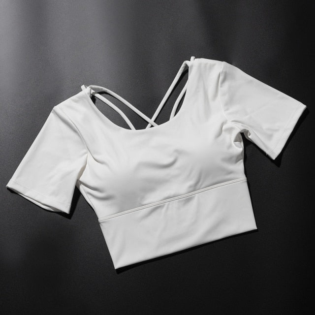 Elegant Patted Tshirt with Criss Cross Back Thriving sportswear