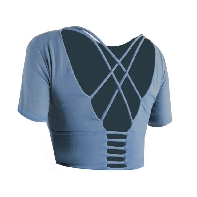 Elegant Patted Tshirt with Criss Cross Back Thriving sportswear